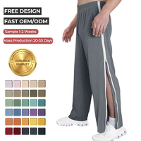 Pantalon de survêtement homme déchirable avec fermeture éclair latérale, coupe large, style streetwear, pour le basketball et le sport, personnalisable OEM