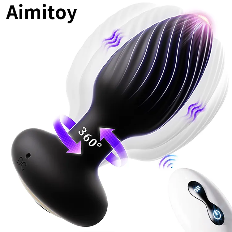 Aimitoy Vibrator Mainan Seks untuk Pasangan Wanita Dewasa Mainan Seks Vibrator dengan Remote Kontrol G-spot Anal Bergetar Butt Plug