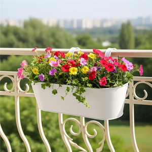 Kimleyda Fioriera Sospesa Bianca Stile Europeo, Vaso da Terra in Ferro a Forma Ovale con Finitura Verniciata a Polvere, Logo Personalizzabile per <span class=keywords><strong>Giardino</strong></span> - Product Image 3