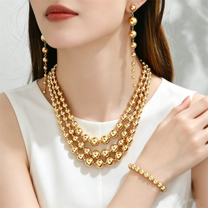 Conjunto de Joyería de Aleación Chapada en Oro de 18K, Estilo Vintage, con Perlas de Madreperla, Collar, Aretes y Pulsera, Regalo para Mujer - Product Image 3
