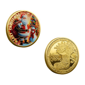 Feliz Navidad Moneda conmemorativa Regalo Chapado en oro Santa y muñeco de nieve Material de metal - Product Image 1