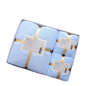 Ensemble de 3 serviettes de bain absorbantes en microfibre corail de luxe pour la salle de bain, serviettes pour le visage et les mains, idéales pour la natation - Product Image 1