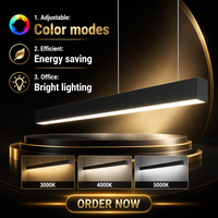 Suspension linéaire LED en aluminium noir de 1,2 m, 50W/40W/30W, connectable, température de couleur 3000K-5000K, dimmable 0-10V, garantie 5 ans, pour bureau