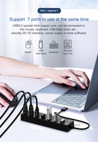 Adaptateur multiport USB 3.1, concentrateur USB 3.0 à 7 ports avec interrupteur d'alimentation individuel pour ordinateur portable