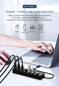 USB 3,1 разветвитель многопортовый адаптер 7 портов Usb концентратор 3,0 с индивидуальным выключатель питания для ноутбука