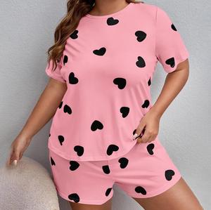 Pyjama d'été pour femmes <span class=keywords><strong>grande</strong></span> <span class=keywords><strong>taille</strong></span>, short et t-shirt, tenue <span class=keywords><strong>de</strong></span> maison <span class=keywords><strong>grande</strong></span> <span class=keywords><strong>taille</strong></span>, vêtements <span class=keywords><strong>de</strong></span> <span class=keywords><strong>nuit</strong></span> - Product Image 1