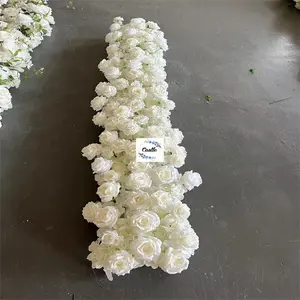 الزهور المحاكاة F-FR0337 لون وحجم حسب الطلب ديكور ورود بيضاء تزيين زهور تحف مركزية لطاولات حفلات الزفاف
