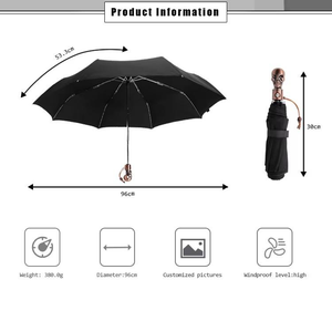 Parapluie pliant automatique compact anti-pluie, motif crâne gothique, guitare et rose, poignée crâne, style Heavy Metal Rock - Product Image 5
