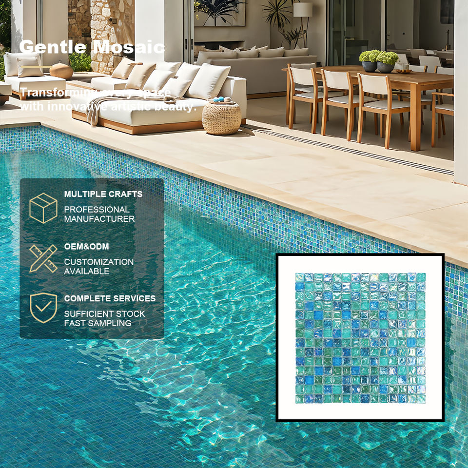 OEM Pool Mosaic Tile Custom Glass Swimming Pool Mosaic Villa Waterline ...