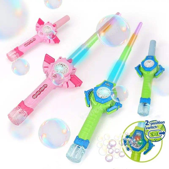 2 in 1 Pistola Burbujas LED Bubble Sword Gun Toy for Kids Summer Outdoor Automatic Electric Plastic Fun Endless Bubbles Joy