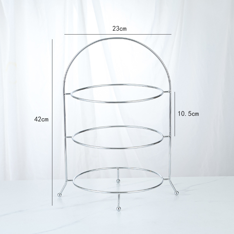 Étagère polyvalente à trois niveaux (assiettes non incluses) - Argent