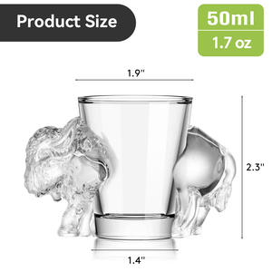 Verre à shot personnalisé en forme de buffle de 50 ml (1,7 oz), sans plomb, transparent, pour tequila, <span class=keywords><strong>vodka</strong></span>, spiritueux, mini-verre à vin pour bar et fête - Product Image 3
