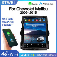 Radio Multimedia para Auto STWEI de 12.1'' con Android 14, Pantalla Estilo Tesla para Chevrolet Malibu 8 2009-2015, WIFI, BT, CarPlay, DSP, 4G AUTO