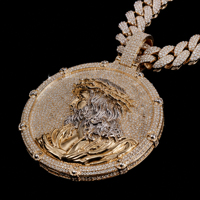 Colgante de Plata 925 Premium con Moissanita y Diseño de Rostro de Jesús, Medallón Redondo Grande para Estilo Urbano y Fiestas Hip Hop