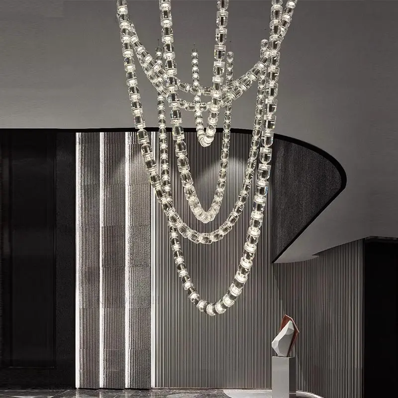 Phong cách đương đại trang trí trong nhà biệt thự sảnh khách sạn lớn hiện đại LED trần đèn chùm ánh sáng mặt dây chuyền