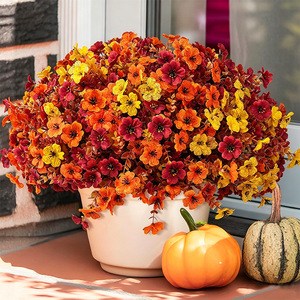 Fleurs artificielles Jinhe, branche unique, polyester, plastique, soie, décoration extérieure, patio, accessoires de mariage - Product Image 1