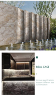 Travertin dolomitique modifié en argile, niveau AA, ignifuge, grande dalle murale, design 3D pour façade d'hôtel moderne, intérieur (3-5 mm)
