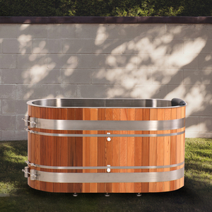 <span class=keywords><strong>Bain</strong></span> de glace ovale de luxe en cèdre - Baignoire <span class=keywords><strong>nordique</strong></span> froide pour la récupération et la thérapie des athlètes - Product Image 1
