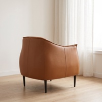 Fauteuil d'appoint en cuir de luxe italien, fauteuil design avec pieds en fer noir, fauteuil lounge individuel pour salon et hôtel