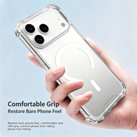 Coque magnétique transparente pour iPhone 18, hybride PC+TPU, protection blindée, coques de téléphone portable transparentes magnétiques pour iPhone 15 16 17 18 Pro Max