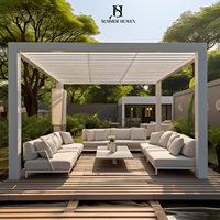 Pavillon de jardin en aluminium robuste avec rideaux et moustiquaire pour cuisine extérieure, barbecue, fête, loisirs, patio, cour arrière