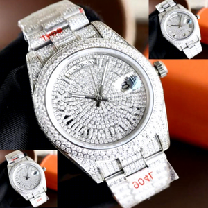 Montre Classique Blanche en Moissanite Diamantée Entièrement Sertie Style Hip Hop Bling Verre Clarté VVS Mouvement Automatique Luxe Acier Inoxydable - Product Image 1
