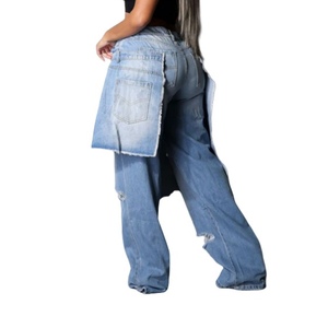 Pantalons en jean déchirés à patchwork pour femmes, style décontracté, extensibles, tendance - Product Image 4