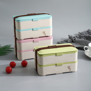 Eco-friendly 2-layer wheat straw lunch box microwave safe bento