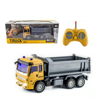 Camión Volquete RC 4 Canales 1:24, Vehículo de Ingeniería a Control Remoto con Luces, Recargable, Juguete Basculante en Caja con Ventana, EN71 ASTM