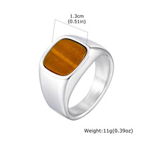 Bijoux de mode pour hommes, bagues en acier inoxydable vintage avec pierres œil de tigre et turquoise noire, pour streetwear, fête, cadeau