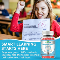 Gummies OEM pour Enfants et Adultes : Mémoire et Concentration avec Phosphatidylsérine 100mg, Vitamine C et D3 – Soutien Cognitif et d'Apprentissage – Végétaliennes, Saveur Orange