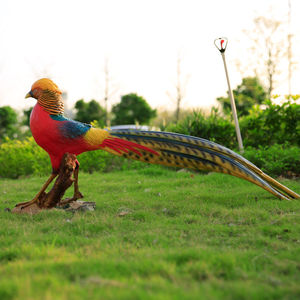 Sculpture de faisan à ventre rouge de simulation, Chine, en fibre de verre polie gravée, oiseau, décoration de jardin extérieur, cour, paysage - Product Image 3