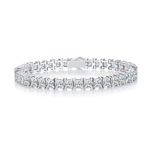 925 <b>Sterling</b> <b>Silver</b> Moissanite Tennis <b>Bracelet</b> Princess Cut Claw Set Rhodium Plated Link Bangle for Gift Party Wedding - Product Image 4