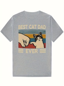Camiseta Unisex 'El Mejor Papá del Mundo' con Gráfico Retro de Puño, Estampado Vintage a Rayas, Color Gris Jaspeado, Informal, Corta, 100% Algodón Orgánico - Product Image 1