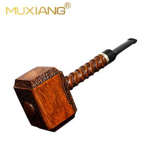 XIAOXIONG personnalisable en bois massif fumer tuyau de haute qualité à la main <span class=keywords><strong>Thor</strong></span> marteau luxe bruyère sculpté rustique Portable laque - Product Image 1