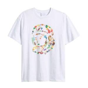 เสื้อยืดแขนสั้นสีขาวสำหรับผู้ชาย ลายหินหลากสี คอกลม ทรงลำลอง พิมพ์ลาย ทรงปกติ - Product Image 1