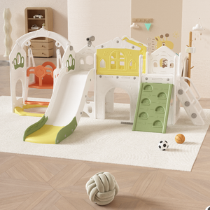 Ensemble de jeu d'intérieur et d'extérieur pour enfants : toboggan, balançoire, structure d'escalade, maisonnette pour bébé, jouets d'activités pour tout-petits, jouets préscolaires OEM ODM - Product Image 1