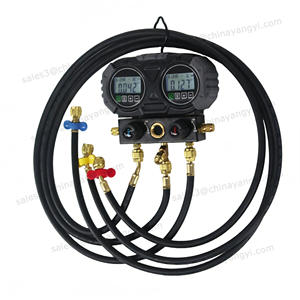 Manomètre numérique à pression unique, type valve, pour <span class=keywords><strong>recharge</strong></span> de réfrigérant CVC, testeur avec tuyau de charge de 1,5 m, corps en aluminium pour climatisation - Product Image 3