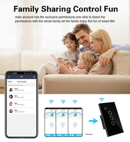 UBARO pour interrupteur intelligent Wi-Fi 2,4 GHz, norme américaine, 2 gangs, neutre, fil sous tension unique, universel, verre trempé, compatible Alexa Google Home, IP20