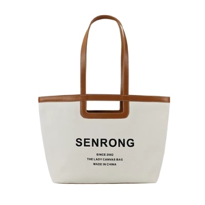 Bolsa de Lona Grande (Más de 50 cm) con Asa de Cuero y Logotipo Personalizado, Cierre de Doble Cremallera, Patrón de Letras, Bolsa Pequeña - Product Image 6