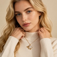 Collier tendance avec pendentif coquillage animal marin, étanche, anti-ternissement, plaqué or 18 carats PVD, perle, acier inoxydable
