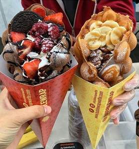 Crepes personalizados cone de papel embalagem descartável tirar churros caixa batatas fritas embalagem sorvete bolha waffle papel titular - Product Image 4