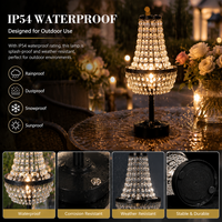 Lampes de table sans fil IP65 en cristal noir, simples, pour centres de table de mariage et de fête, avec contrôle tactile, écologiques, flexibles, alimentation CC