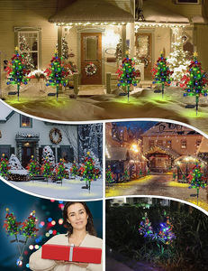 LED Christmas <b>Tree</b> Solar <b>Lights</b> with Bow Garden Courtyard Pathway Lawn Lamp for Christmas Holiday New Years Party Decor <b>Lights</b> - Product Image 6