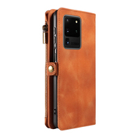Étui portefeuille en cuir PU pour Samsung S20 Ultra, 9 emplacements pour cartes + poche zippée pour pièces de monnaie, support intégré, blocage RFID, protection 360° °   Protection