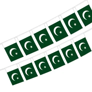 थोक 5.5x8 इंच पाकिस्तान स्ट्रिंग बन्टिंग झंडे के लिए इनडोर और आउटडोर सजावट (20pcs/सेट)