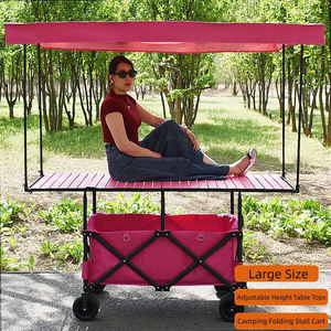 Faltbarer Vierrad-Outdoor-Campingwagen mit höhenverstellbarem Tisch und Sonnenschutzdach für Einkauf und Lagerung, OEM verfügbar - Product Image 5