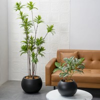 Pot de fleurs en plastique de haute qualité, moderne, en forme de boule, écologique, léger, durable, système d'auto-arrosage, utilisation intérieure/extérieure