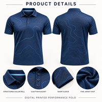 Polo de golf imprimé en gros pour hommes – T-shirt de sport à manches courtes en jersey polyester élasthanne avec col structuré pour clubs, équipes et tenues de villégiature