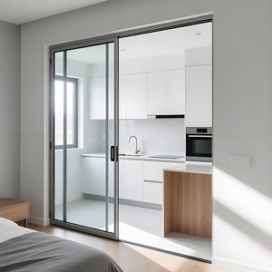 Porte coulissante en verre trempé en alliage d'aluminium à double vitrage pour usage extérieur et intérieur, isolation phonique et économie d'énergie - Product Image 6